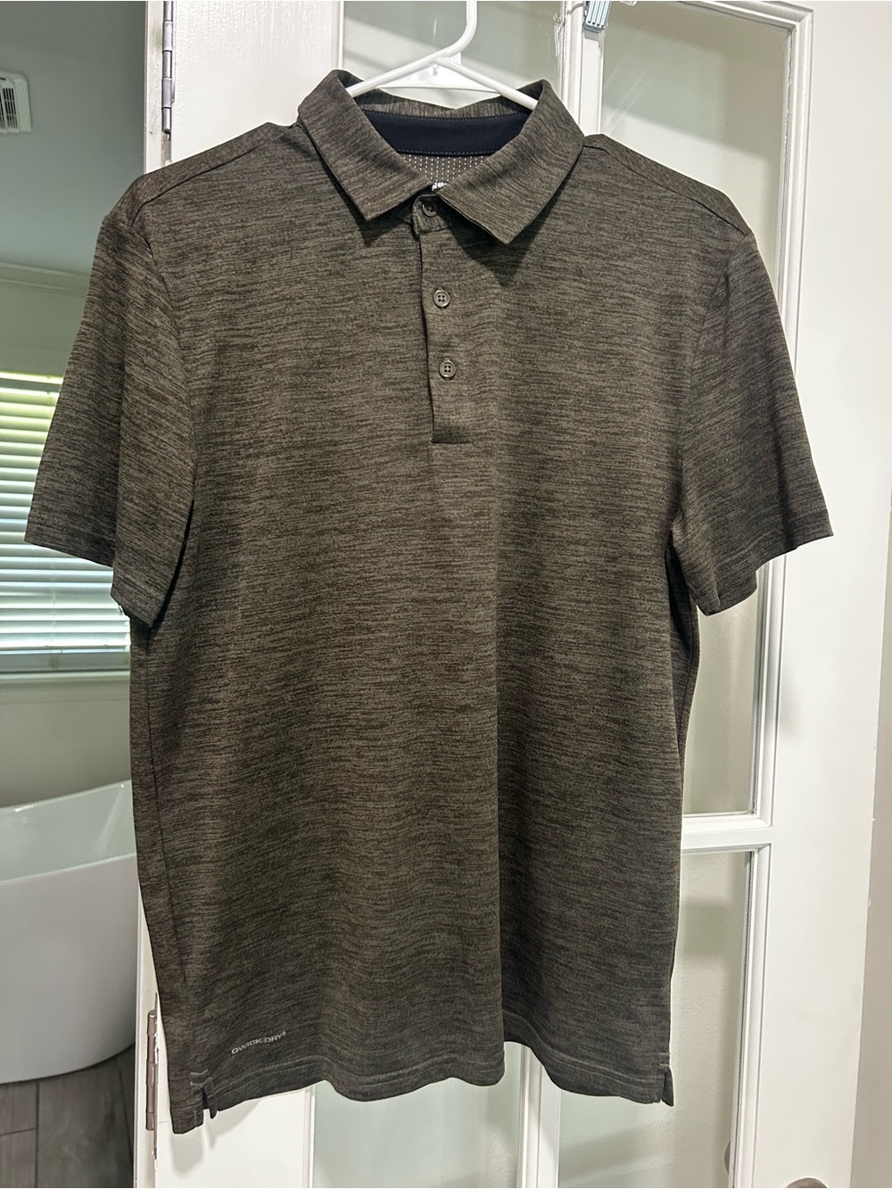 Classic Men's Polo Shirt Qwik Dry in Olive Heather Small